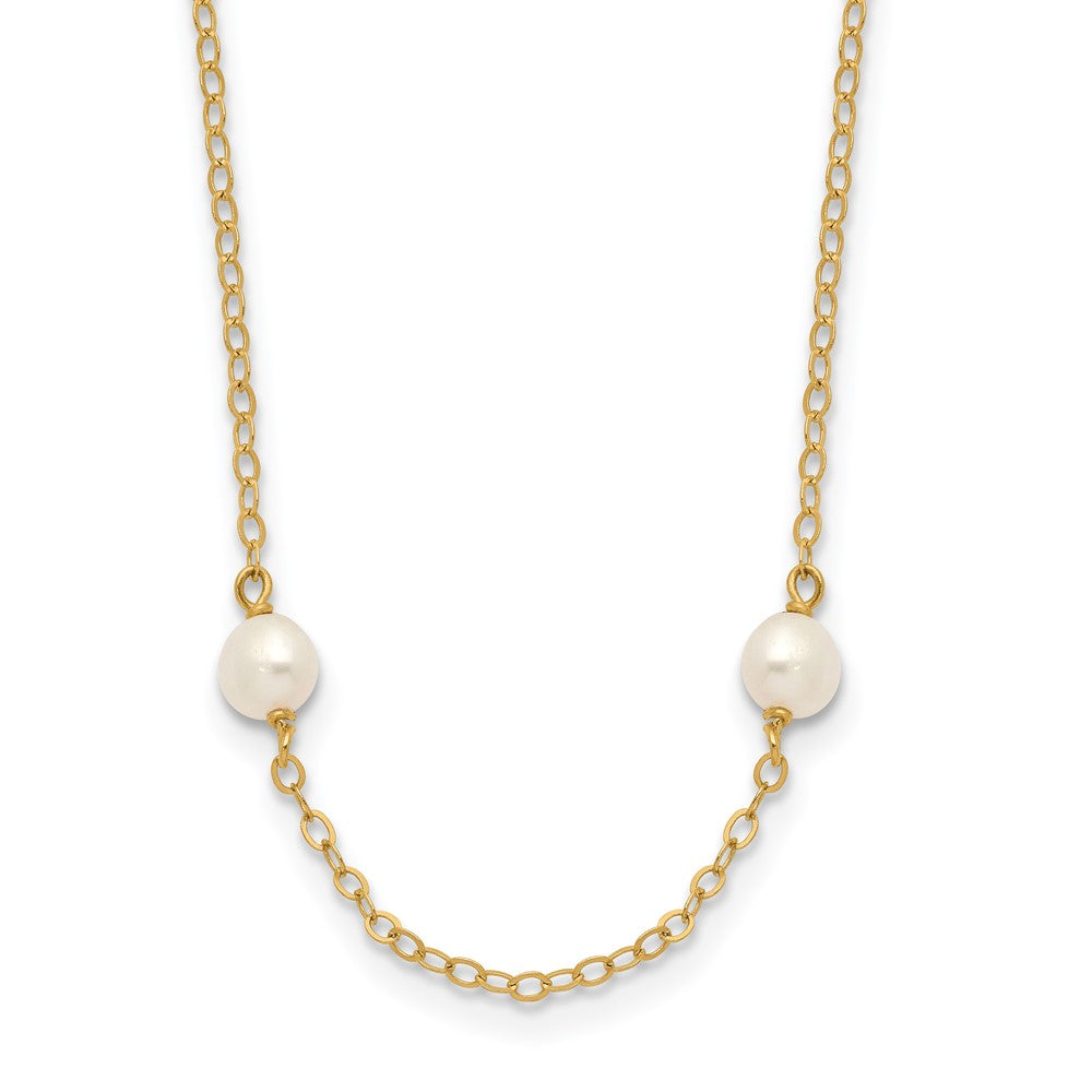 10k 4-5mm White Near Round Freshwater Cultured Pearl 8-station 18 inch Necklace