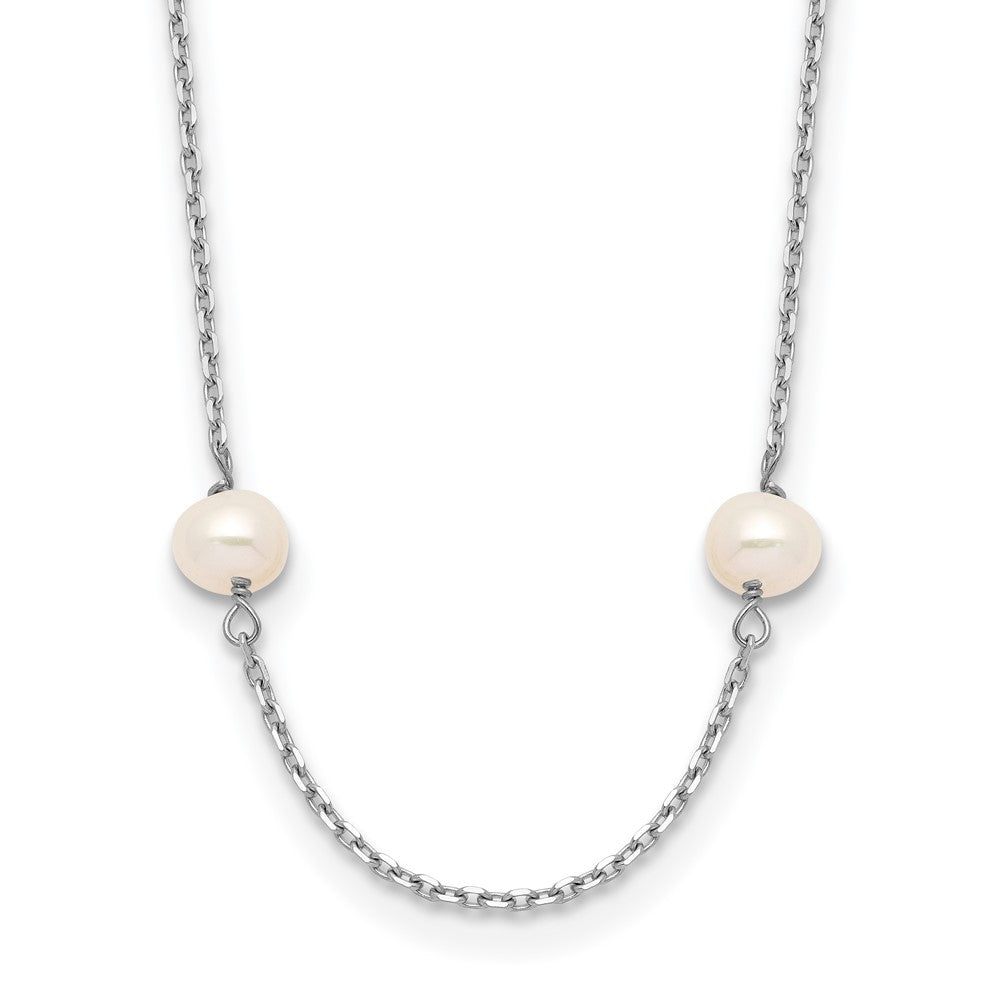 10k White Gold 4-5mm White Near Round Freshwater Cultured Pearl 8-station 18 inch Necklace