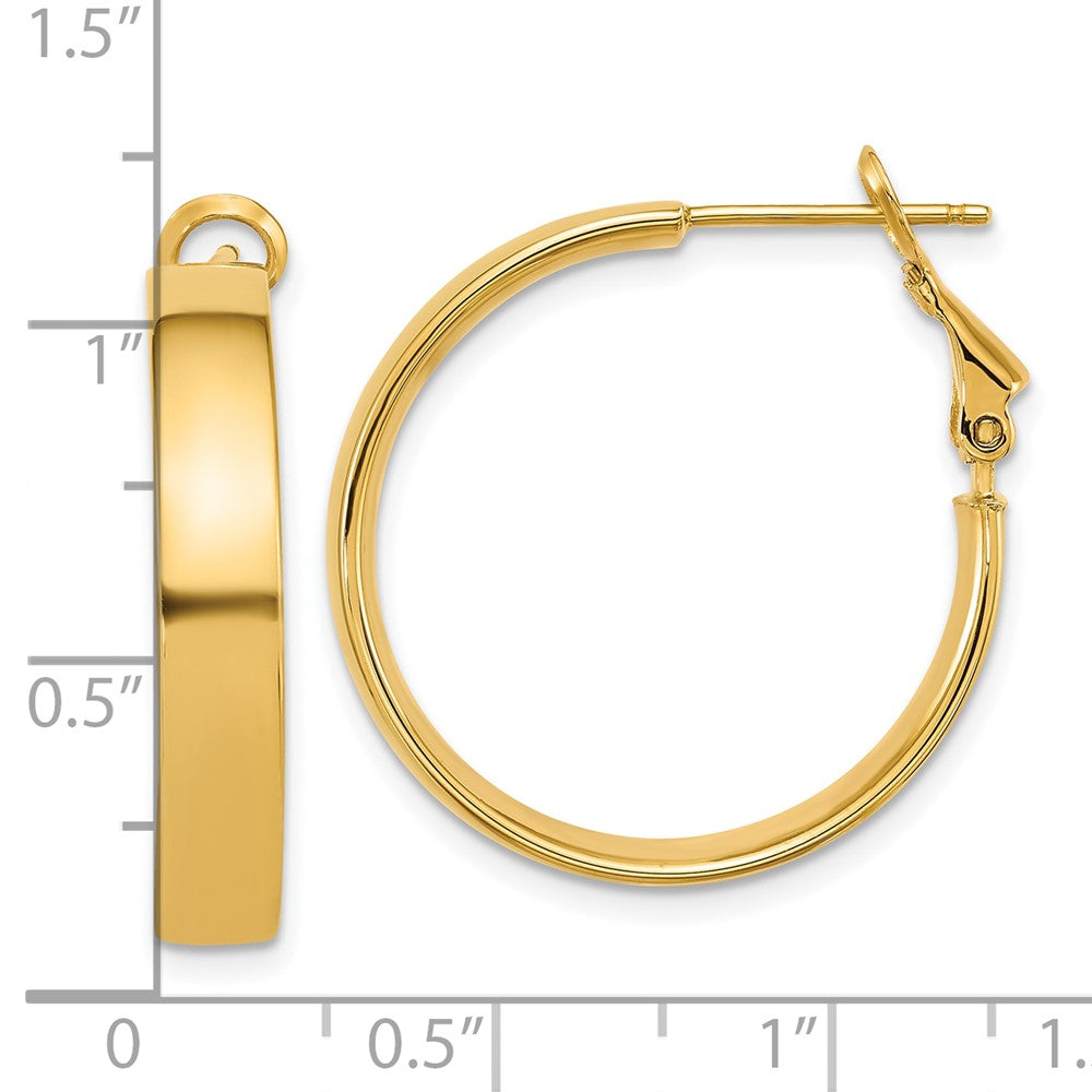 14k 5x25mm Polished Flat Tube Omega Back Hoop Earrings