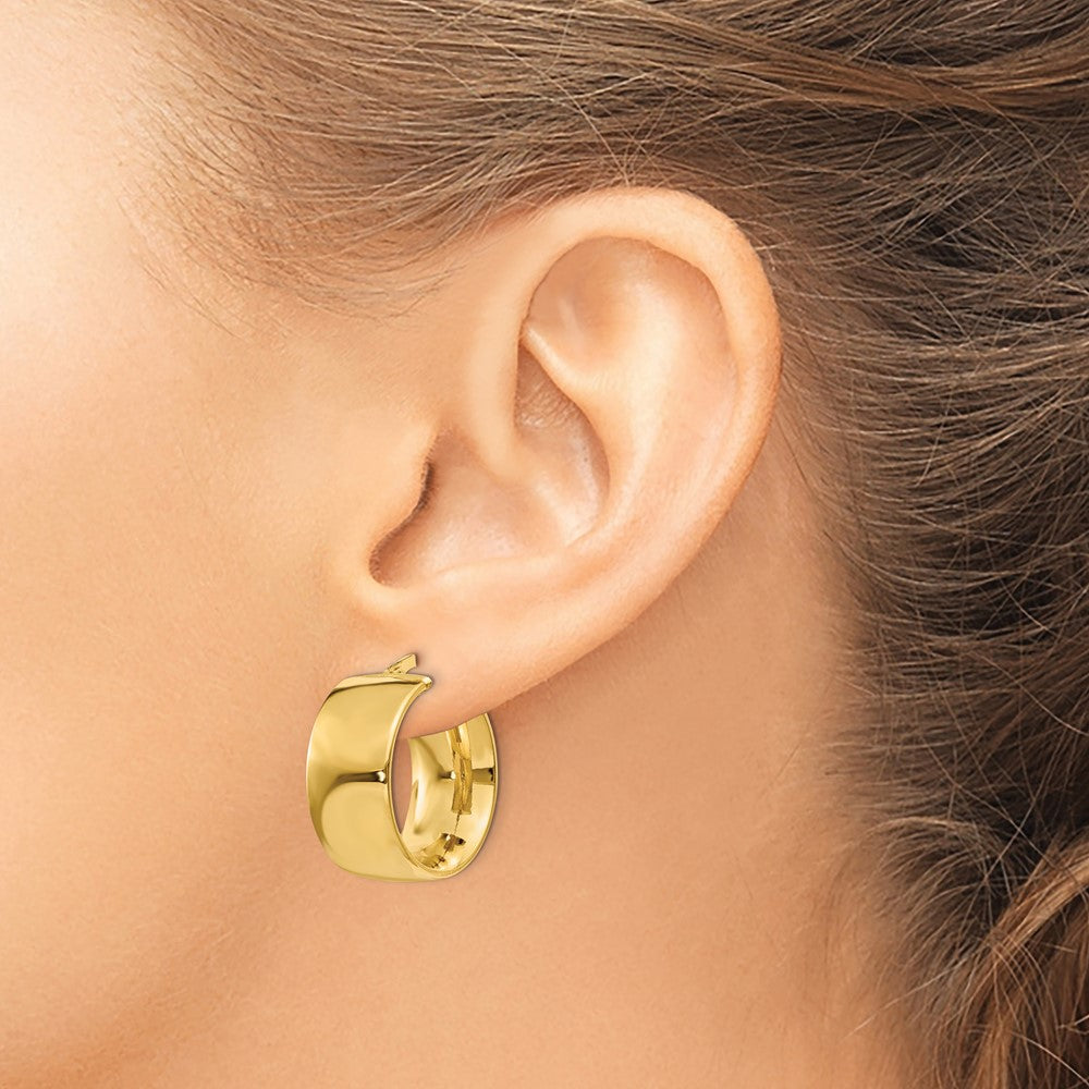 14k 9.75x23mm Polished Round Tube Hoop Earrings