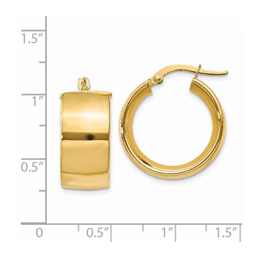 14k 9.75x23mm Polished Round Tube Hoop Earrings