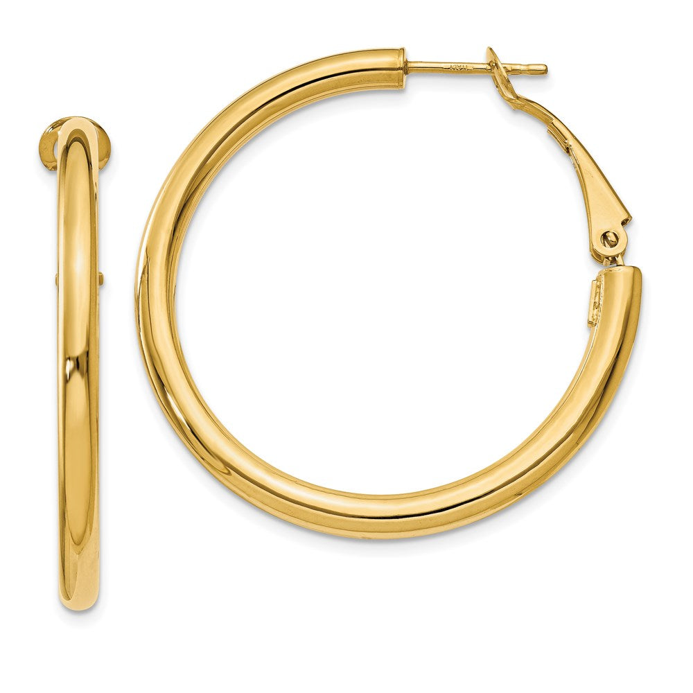 Polished;14k Yellow gold;Hollow;Hinged post
