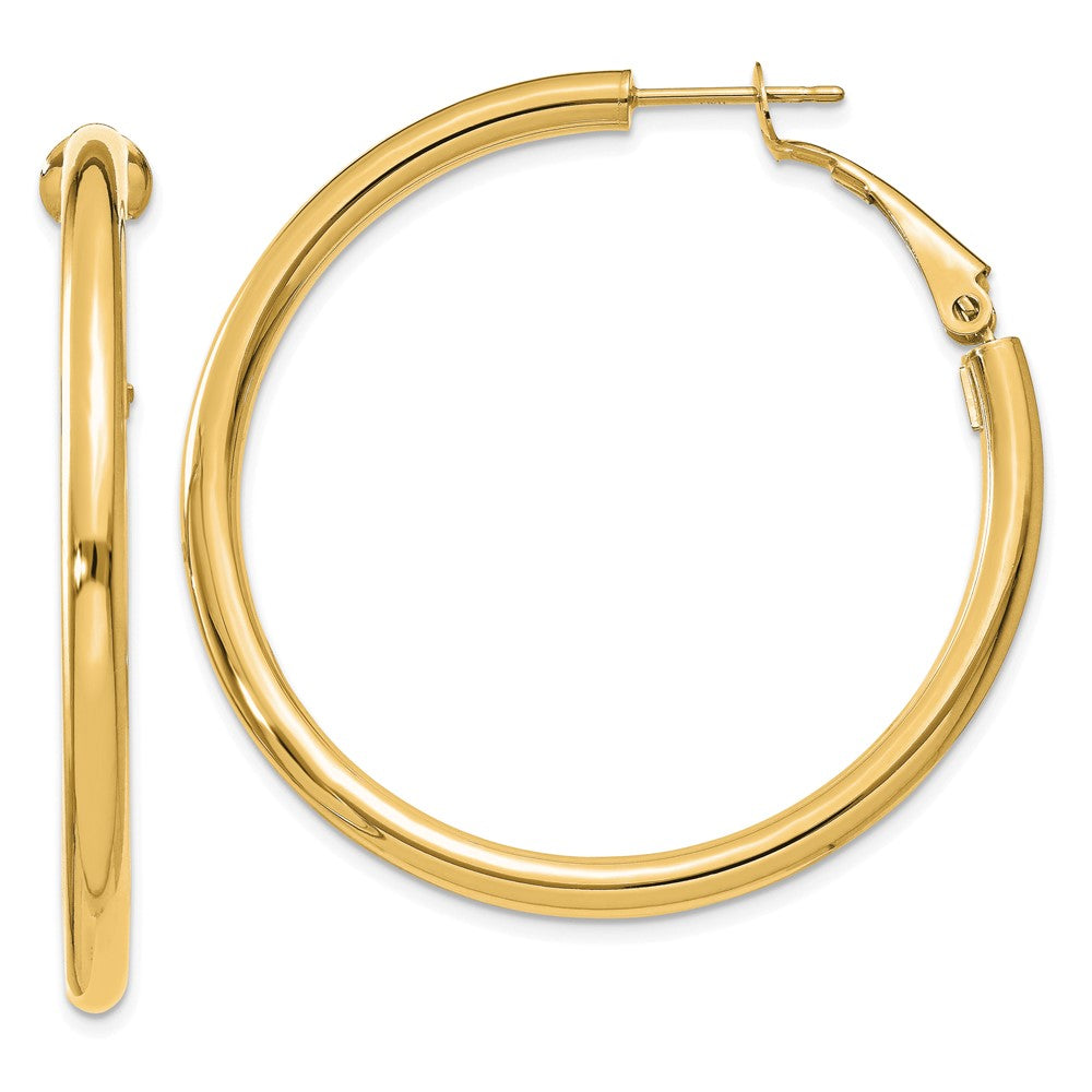 Polished;14k Yellow gold;Hollow;Hinged post