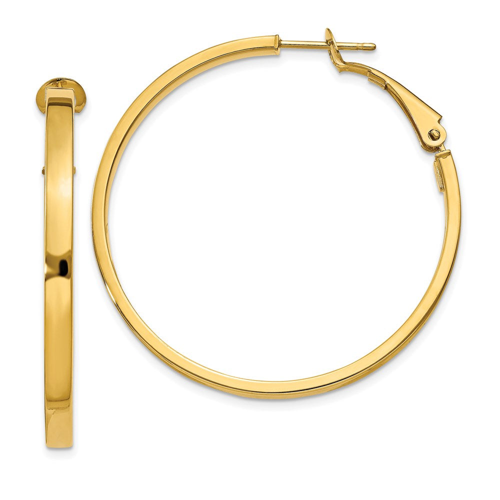 Polished;14k Yellow gold;Hollow;Hinged post