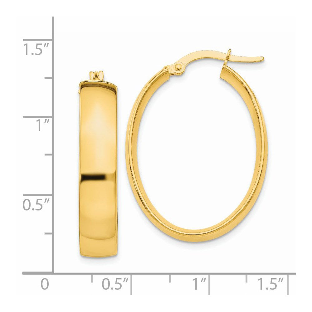 14k 5.75x31mm Polished Oval Tube Hoop Earrings