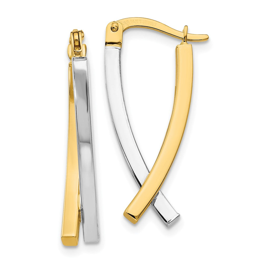 Polished;14K Two-tone;Hollow;Hinged;Dangle
