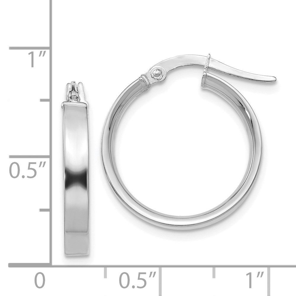 14K White Gold 3x16mm Tube Hoop Earrings