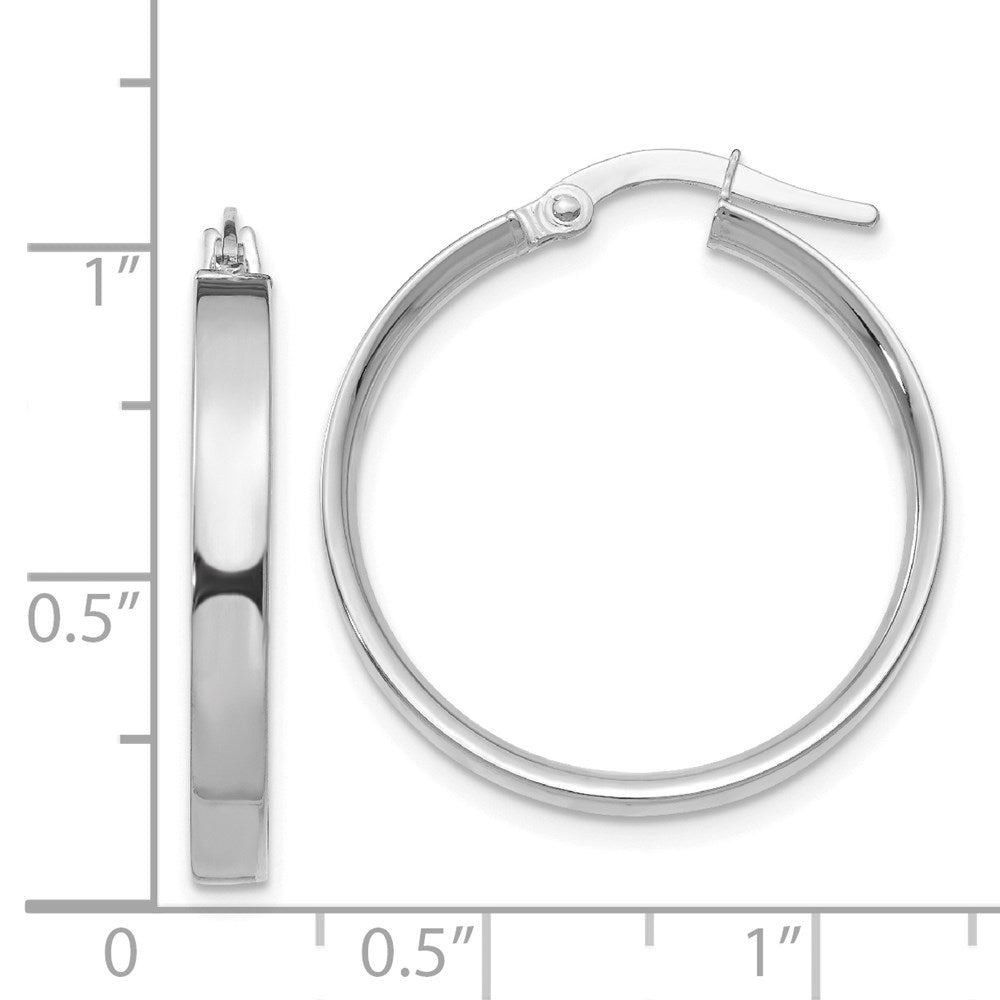 14K White Gold 3x25mm Tube Hoop Earrings