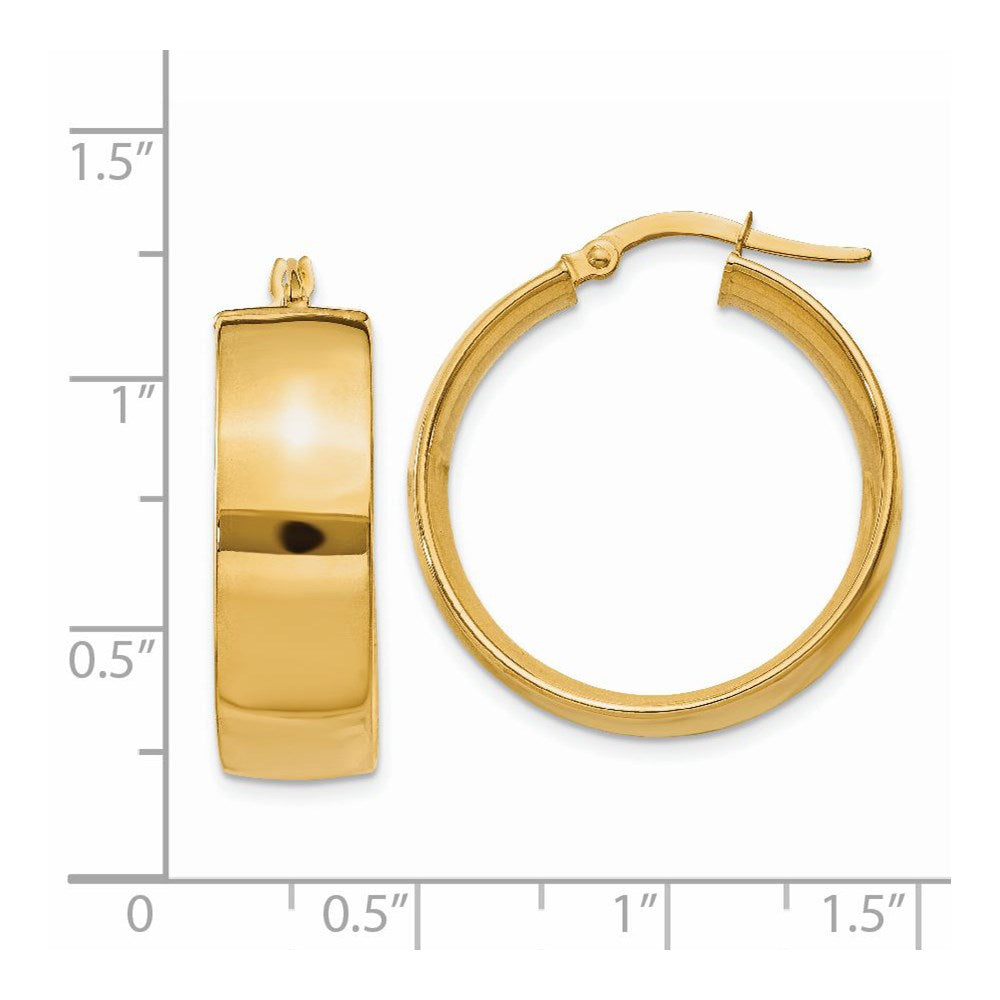 14k 7.75x25mm Polished Large Tube Hoop Earrings