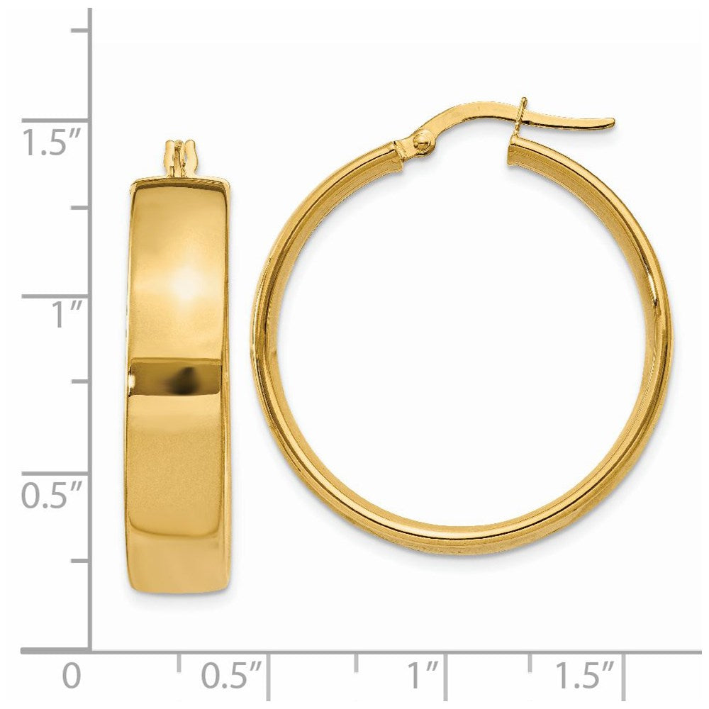 14k 6.75x30mm Polished Tube Hoop Earrings