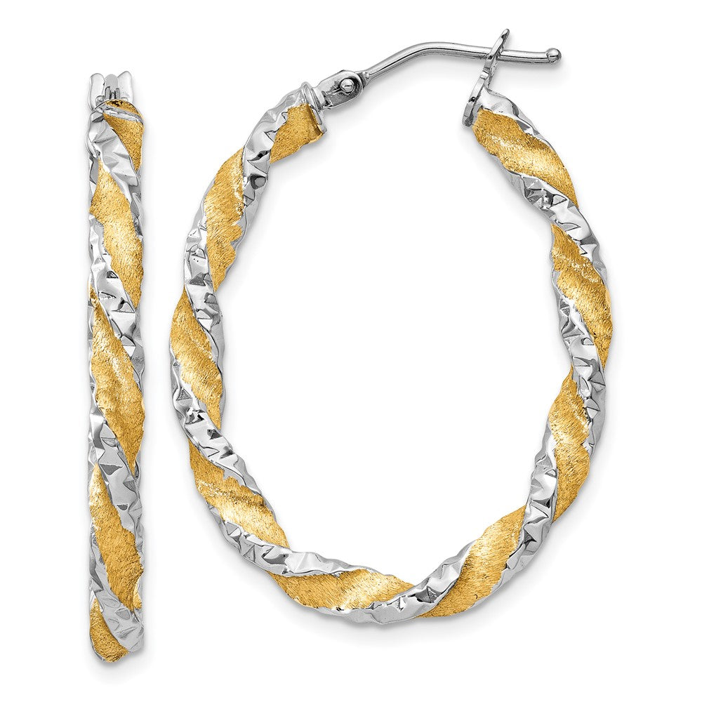 Polished;Post;14K Yellow gold & rhodium;Twisted