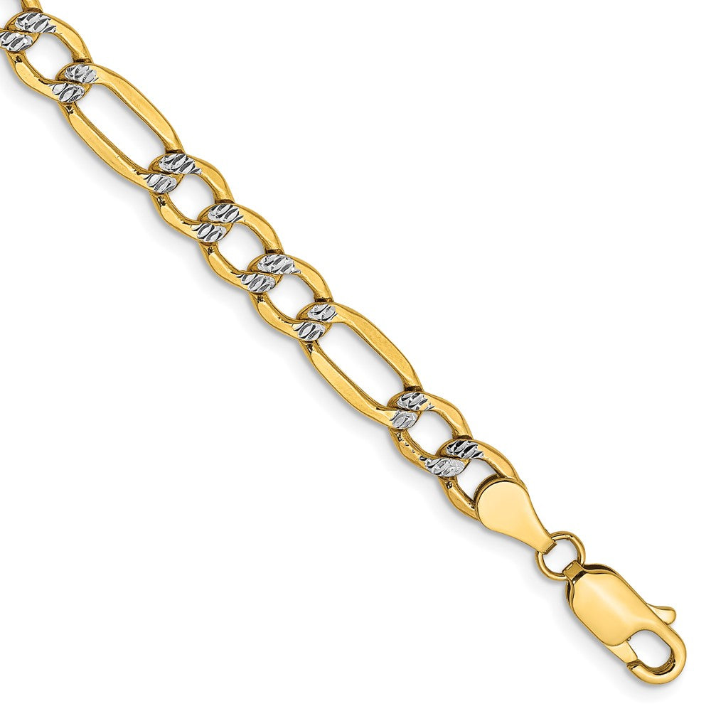 Solid;Diamond-cut;Lobster;14K Yellow gold & rhodium
