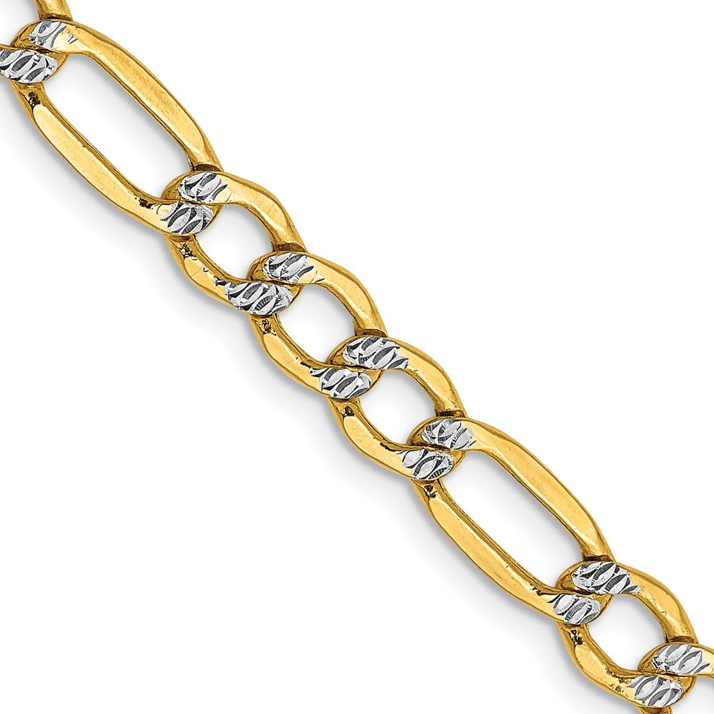 Solid;Diamond-cut;Lobster;14K Yellow gold & rhodium