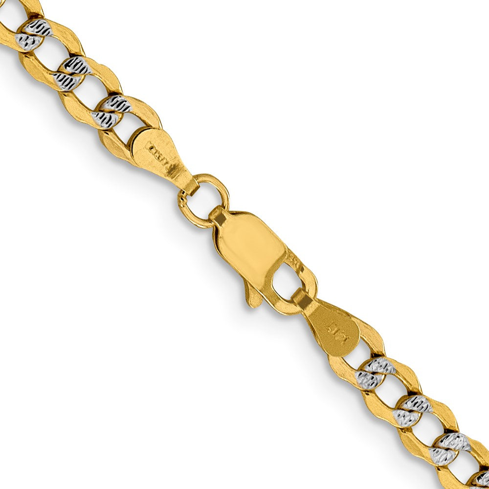 14K 20 inch 4.3mm Semi-Solid with Rhodium Pav Curb with Lobster Clasp Chain