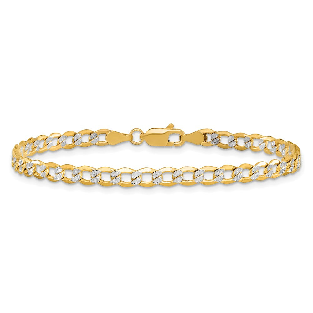 14k 4.3mm Semi-solid with Rhodium Pav Curb Chain