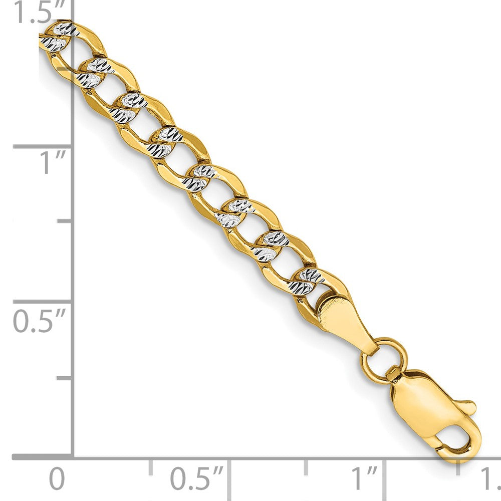 14K 7 inch 4.3mm Semi-Solid with Rhodium Pav Curb with Lobster Clasp Bracelet