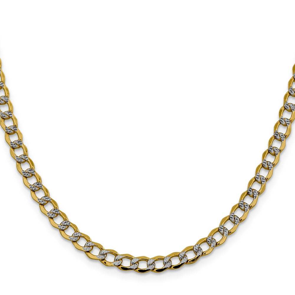 14K 18 inch 5.2mm Semi-Solid with Rhodium Pav Curb with Lobster Clasp Chain