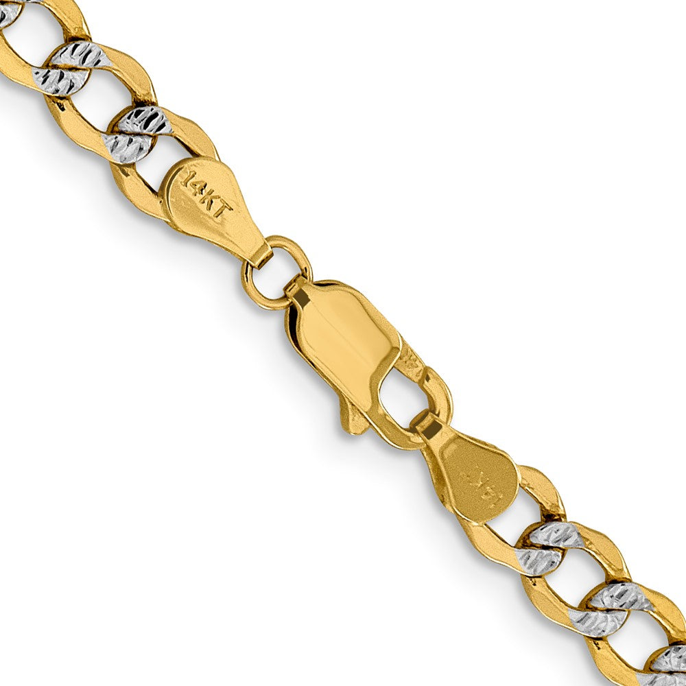 14K 20 inch 5.2mm Semi-Solid with Rhodium Pav Curb with Lobster Clasp Chain