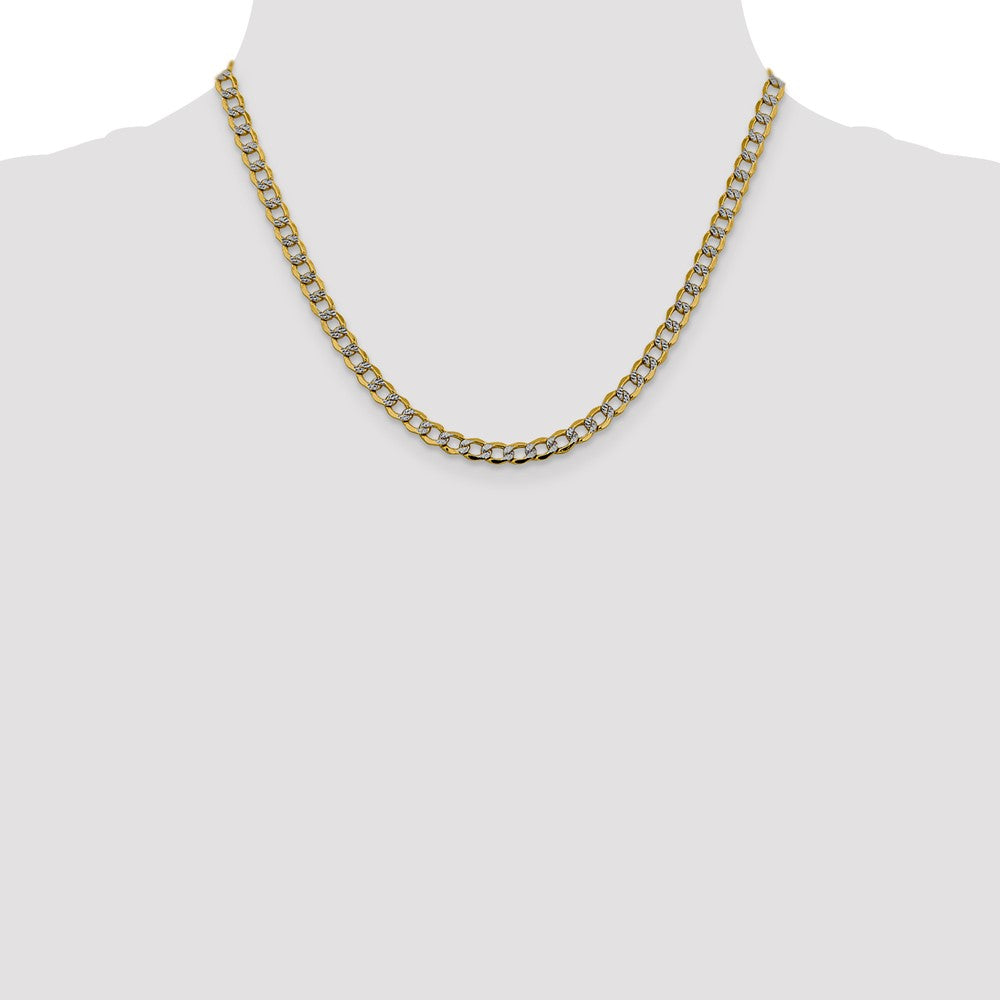 14K 18 inch 5.2mm Semi-Solid with Rhodium Pav Curb with Lobster Clasp Chain