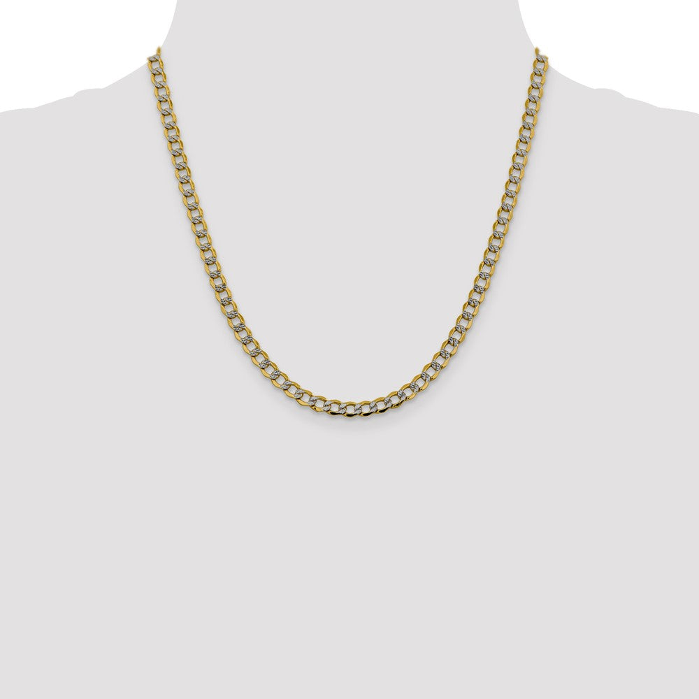 14K 20 inch 5.2mm Semi-Solid with Rhodium Pav Curb with Lobster Clasp Chain