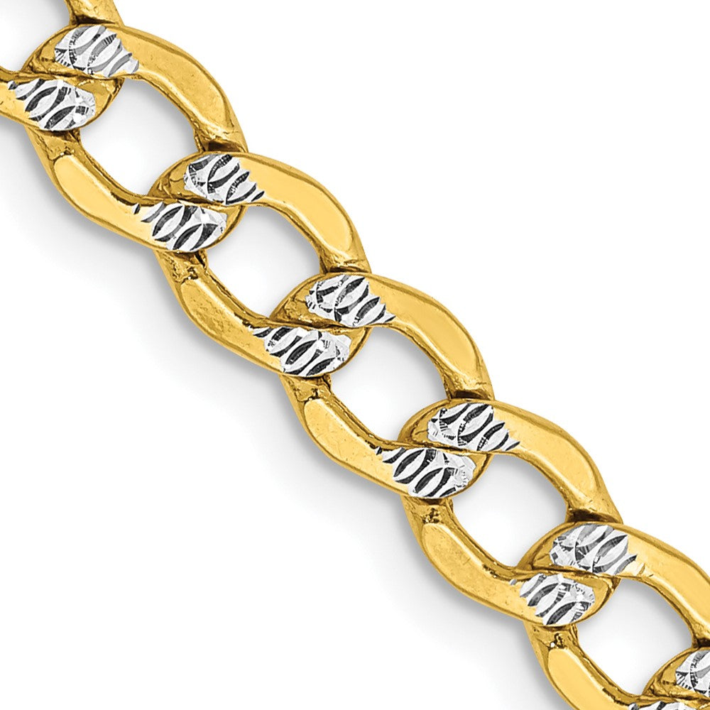 14K 18 inch 5.2mm Semi-Solid with Rhodium Pav Curb with Lobster Clasp Chain