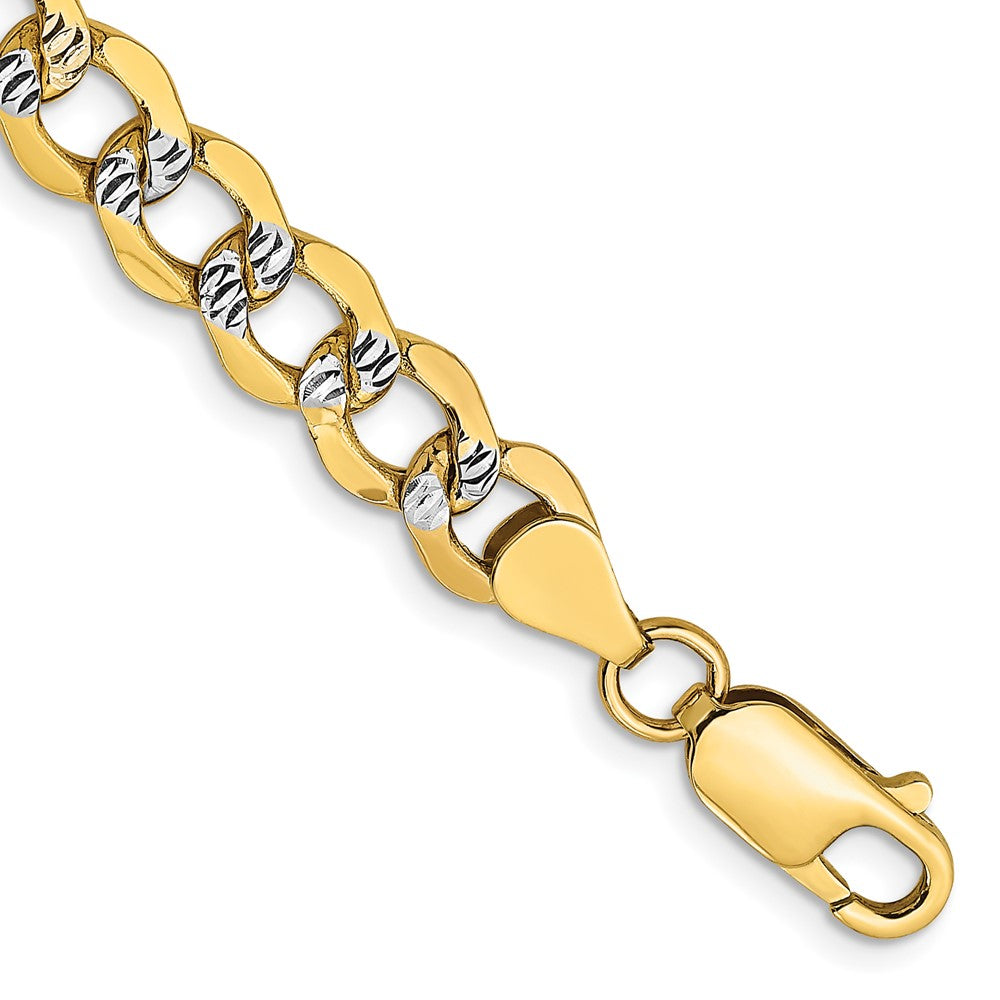 14k 6.75mm Semi-solid with Rhodium Pav Curb Chain