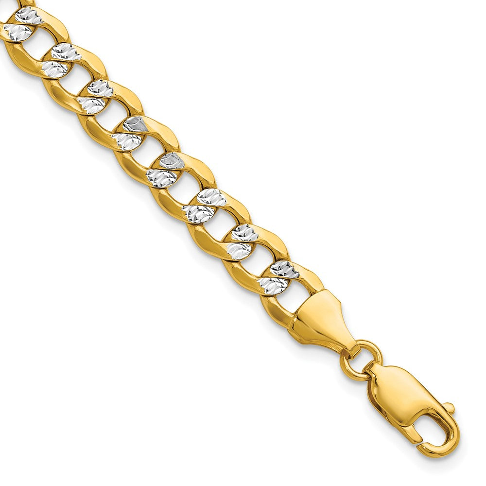 14k 7.1mm Semi-solid with Rhodium Pav Curb Chain