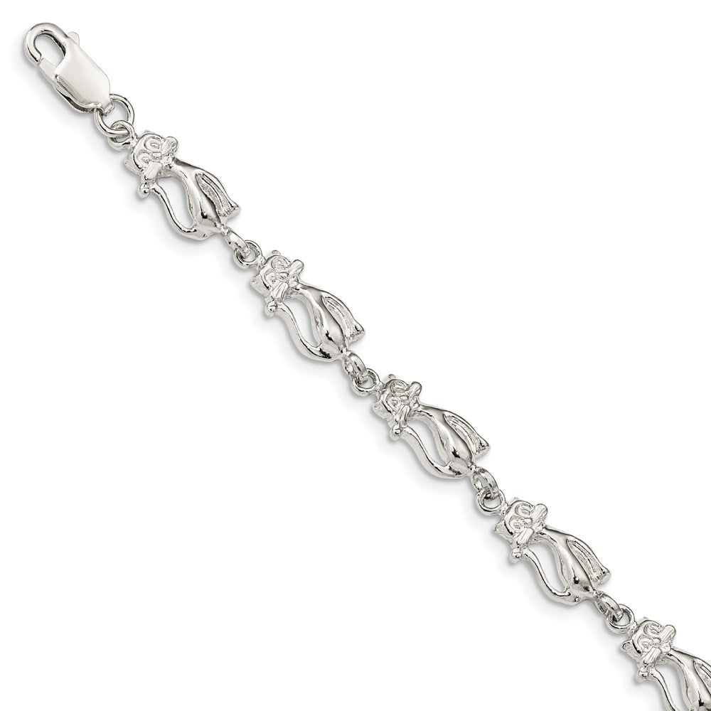 Solid;Casted;Polished;Open back;Lobster;Sterling silver