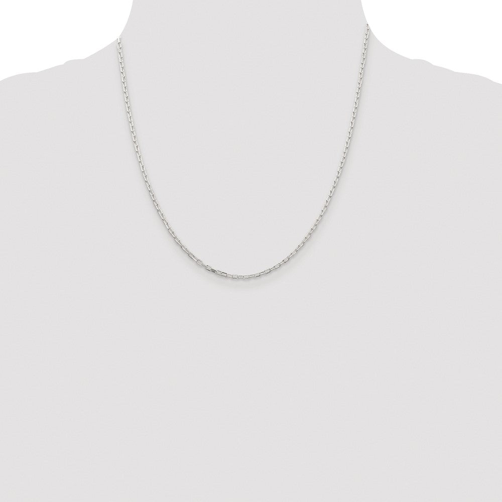 Sterling Silver Rhodium-plated 2.2mm Diamond-cut Long Link Cable Chain