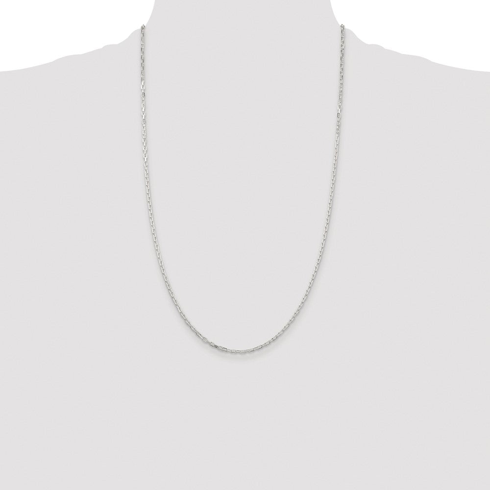 Sterling Silver Rhodium-plated 2.2mm Diamond-cut Long Link Cable Chain