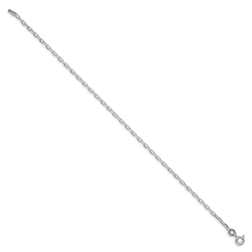 Sterling Silver Rhodium-plated 2.2mm Diamond-cut Long Link Cable Chain
