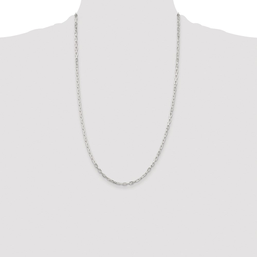 Sterling Silver Rhodium-plated 2.9mm Diamond-cut Long Link Cable Chain