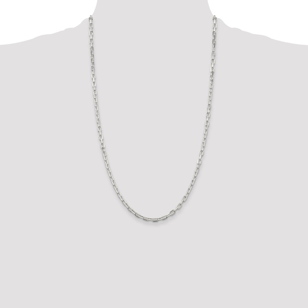 Sterling Silver 3.75mm Diamond-cut Long Link Cable Chain