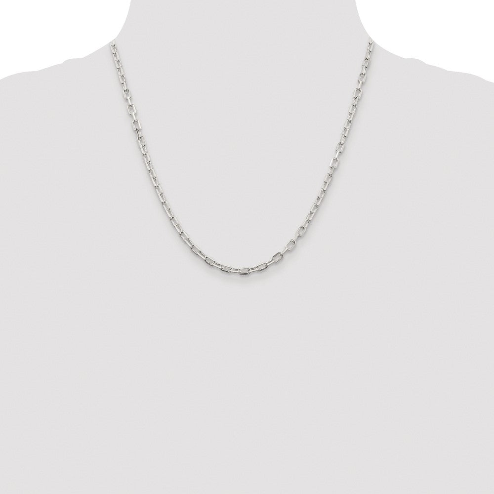 Sterling Silver Rhodium-plated 3.75mm Diamond-cut Long Link Cable Chain