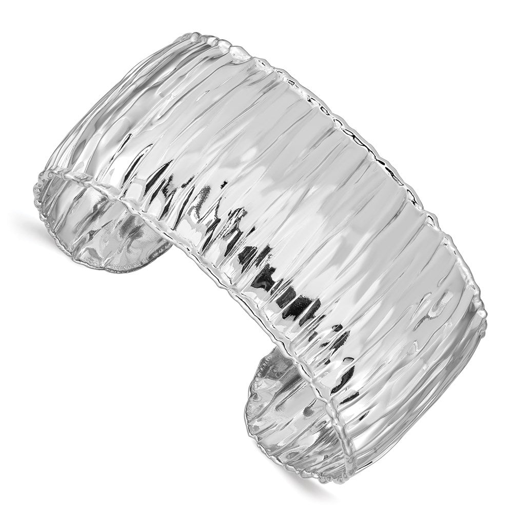 Polished;Sterling silver;Cuff;Textured