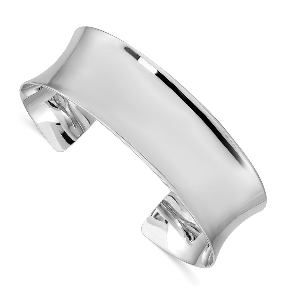 Polished;Engravable;Sterling silver;Cuff;Rhodium-plated;Concave