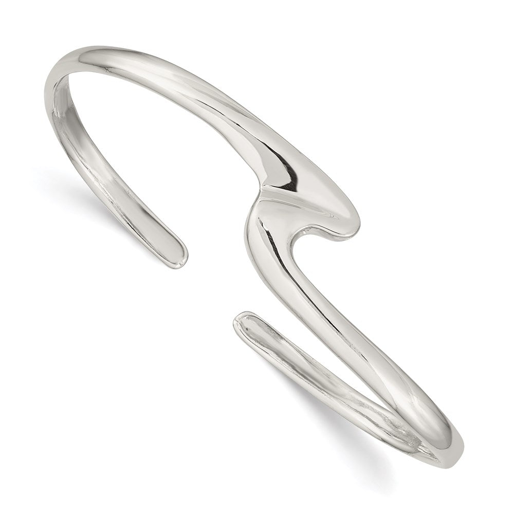 Solid;Polished;Flat back;Sterling silver;Cuff;Flexible