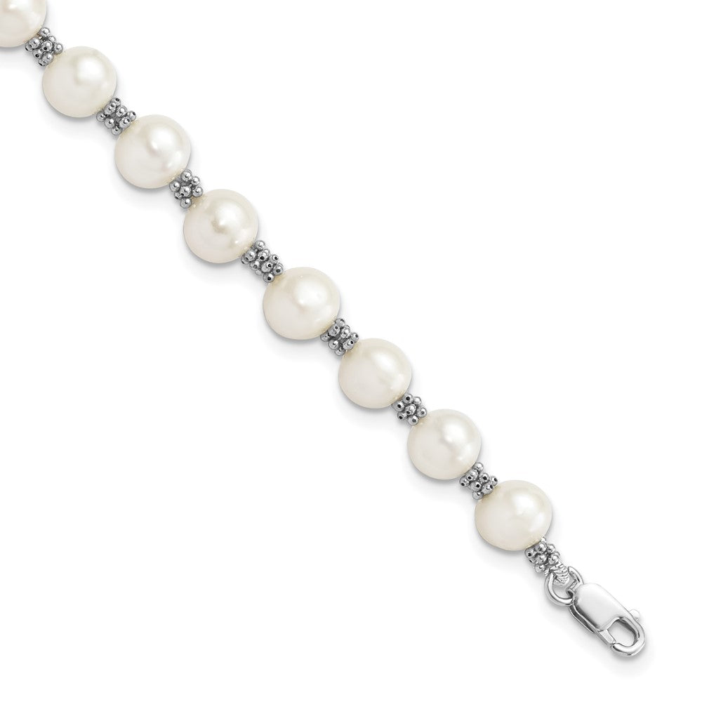 Polished;Lobster;Sterling silver;Freshwater cultured pearl;Rhodium-plated