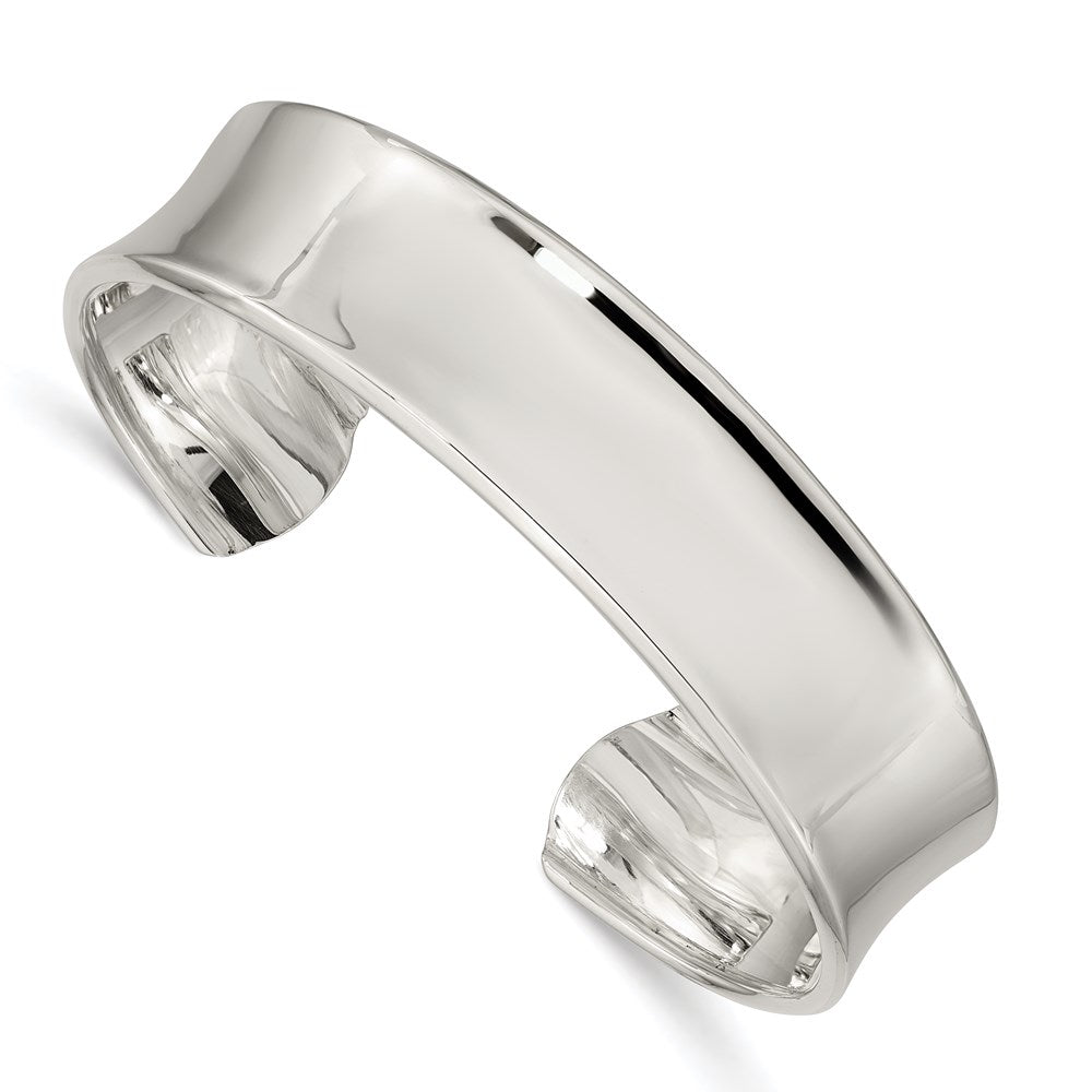 Polished;Hollow;Engravable;Sterling silver;Cuff;Flexible