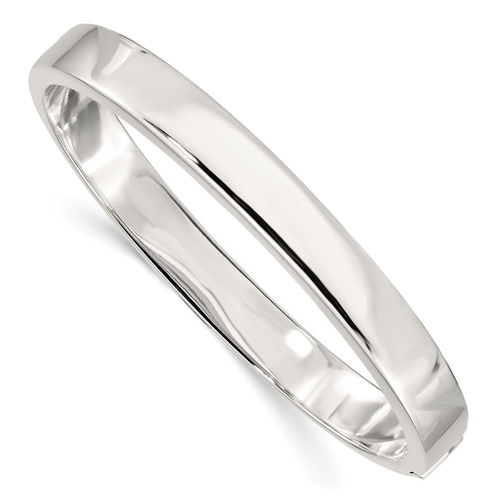 Polished;Flat back;Hollow;Hinged;Engravable;Sterling silver;Flat edge;Hidden catch;Box catch
