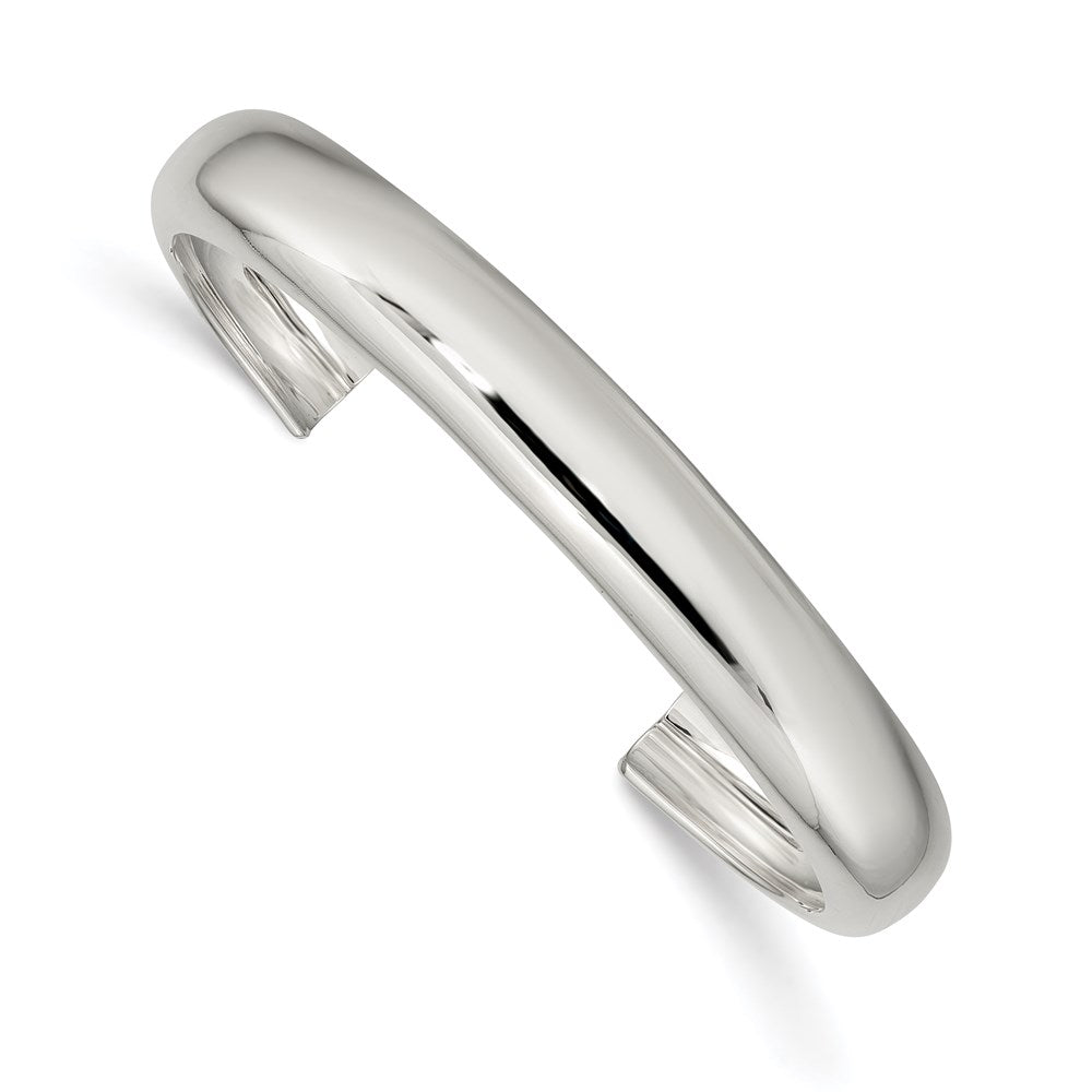 Solid;Polished;Open back;Sterling silver;Not engraveable by QG;Cuff;Round