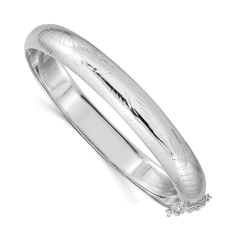 Diamond-cut;Polished;Flat back;Hollow;Hinged;Engravable;Sterling silver;Box catch;Box chain