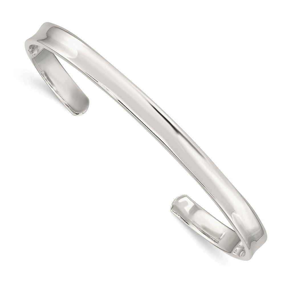 Solid;Polished;Engravable;Sterling silver;Cuff;Concave