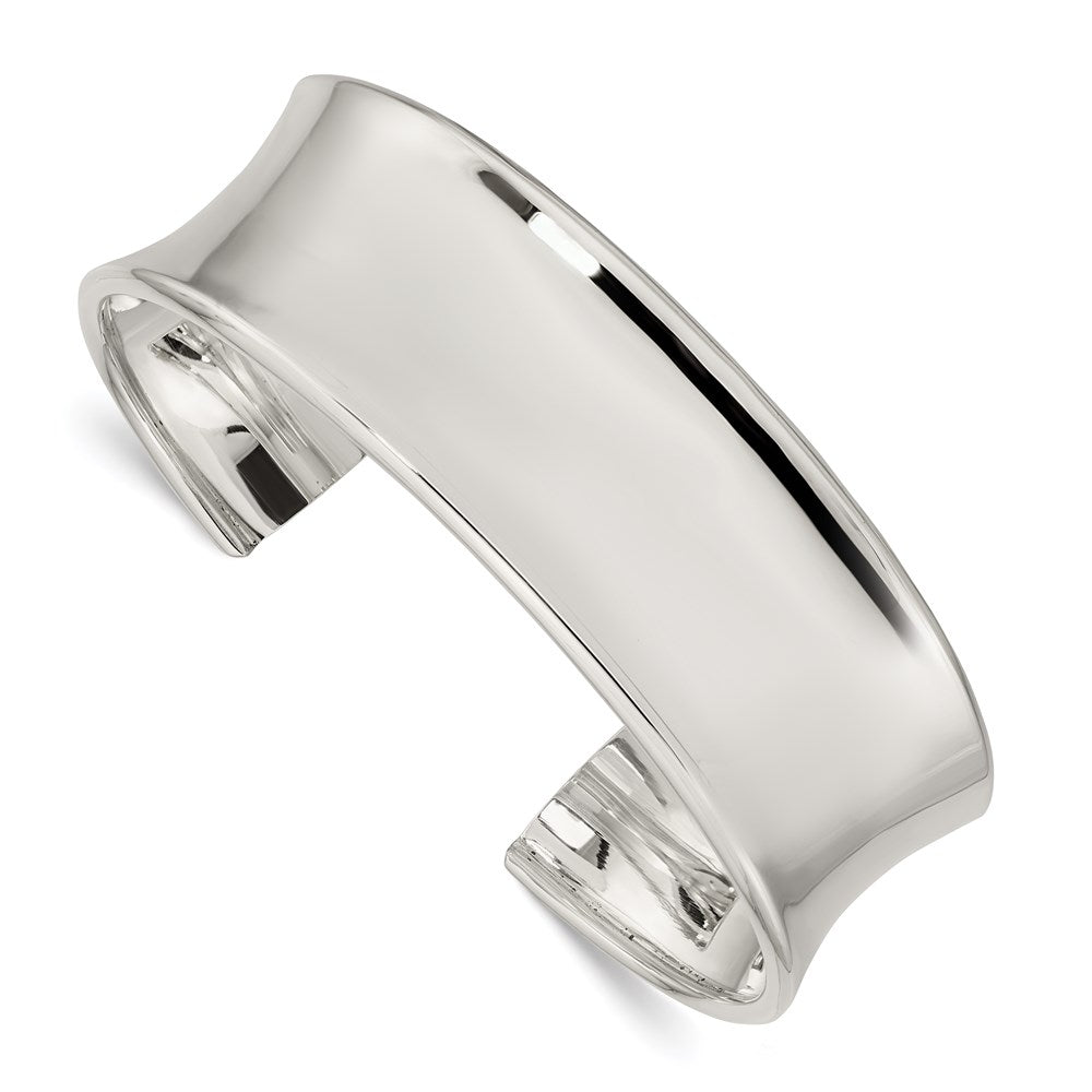 Polished;Hollow;Sterling silver;Cuff;Concave