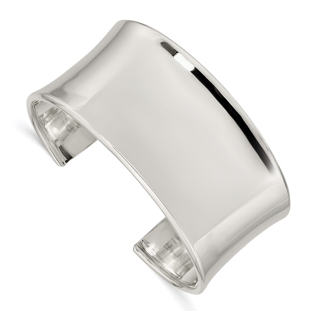 Polished;Engravable;Sterling silver;Cuff;Concave