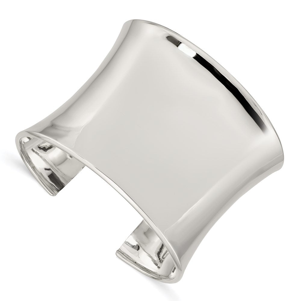 Polished;Sterling silver;Cuff;Concave
