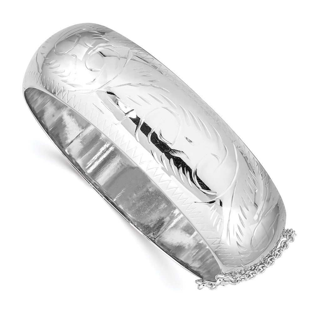 Polished;Flat back;Hollow;Hinged;Engravable;Sterling silver;Box catch;Box chain;Diamond Cut