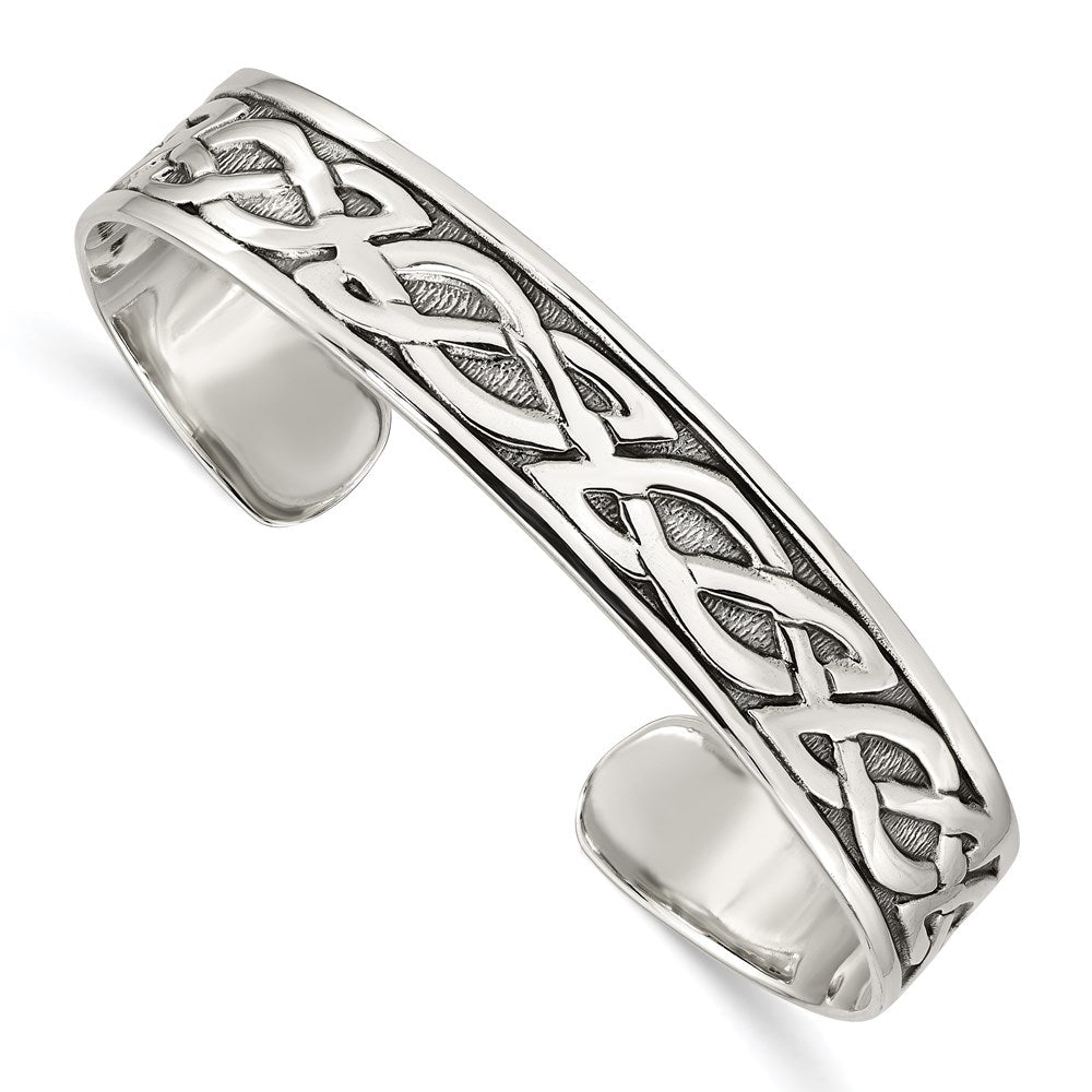 Engravable;Antique finish;Sterling silver;Cuff;Flexible