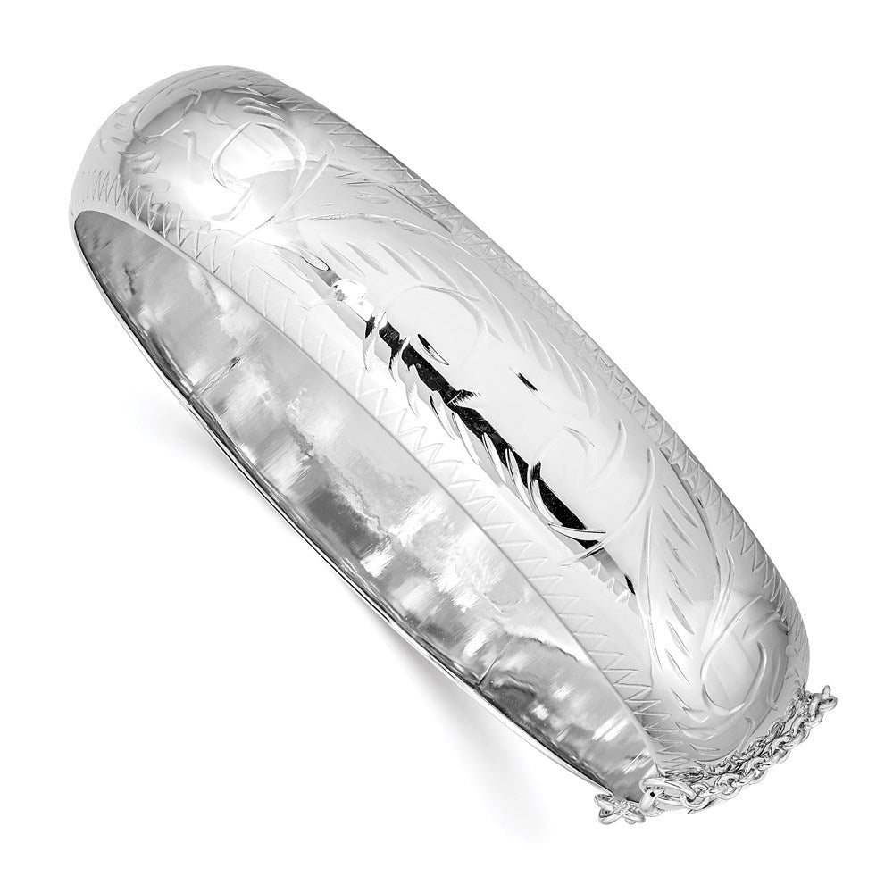 Polished;Flat back;Hollow;Hinged;Engravable;Sterling silver;Box catch;Box chain;Diamond Cut