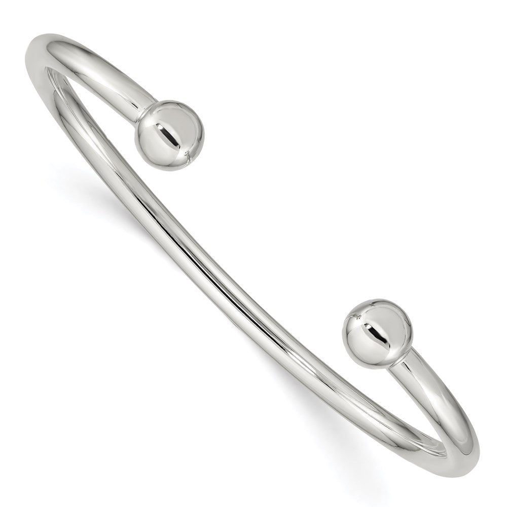 Polished;Hollow;Sterling silver;Cuff;Round edge